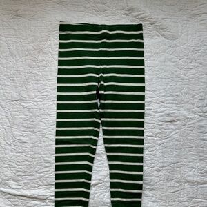 Kids Primary Leggings - Size 8 - Dark green and white stripe